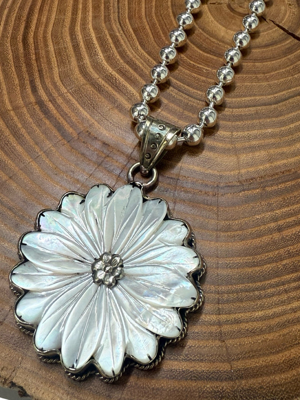 Belle Via Jewelry One-Of-A-Kind Mother Of Pearl Flower Necklace