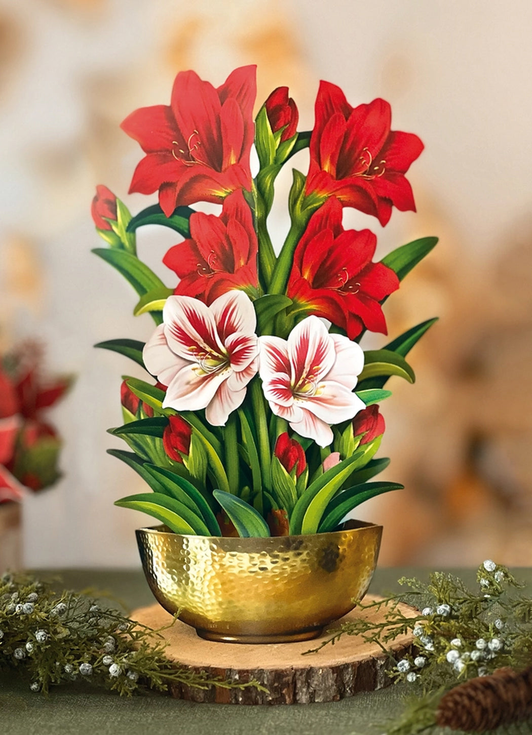 FreshCut Paper Scarlet Amaryllis Pop-up Greeting Cards