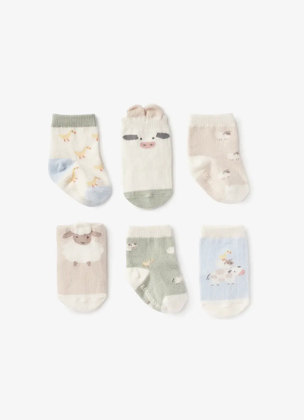 Elegant Baby On The Farm Non Slip Baby Socks - 6 Pack – Details Direct