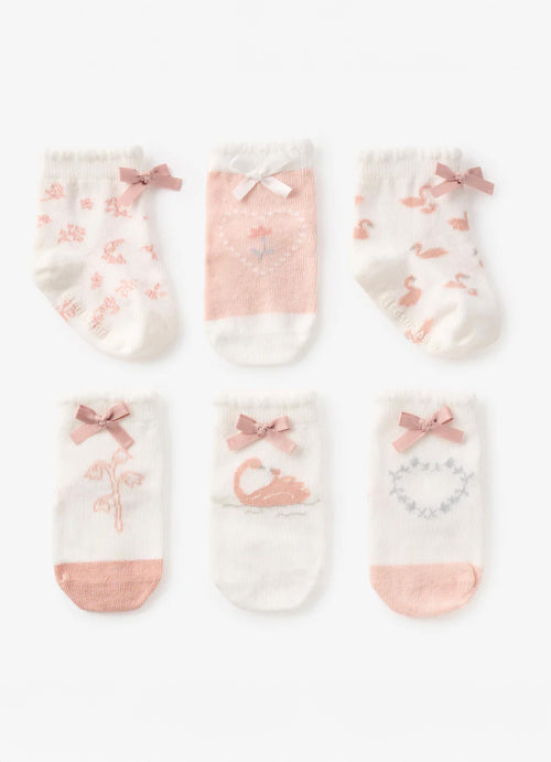 Elegant Baby Swan Lake Socks - 6 Pack