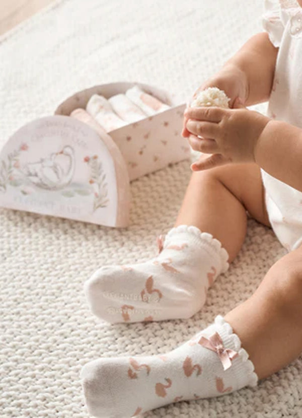 Elegant Baby Swan Lake Socks - 6 Pack