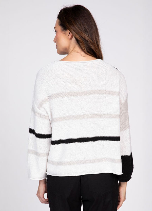 Olivia Color Block Split Stripes Sweater