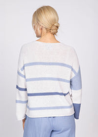 Olivia Color Block Split Stripes Sweater