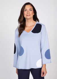 Olivia Full Circle Mixed Dot V-Neck Sweater