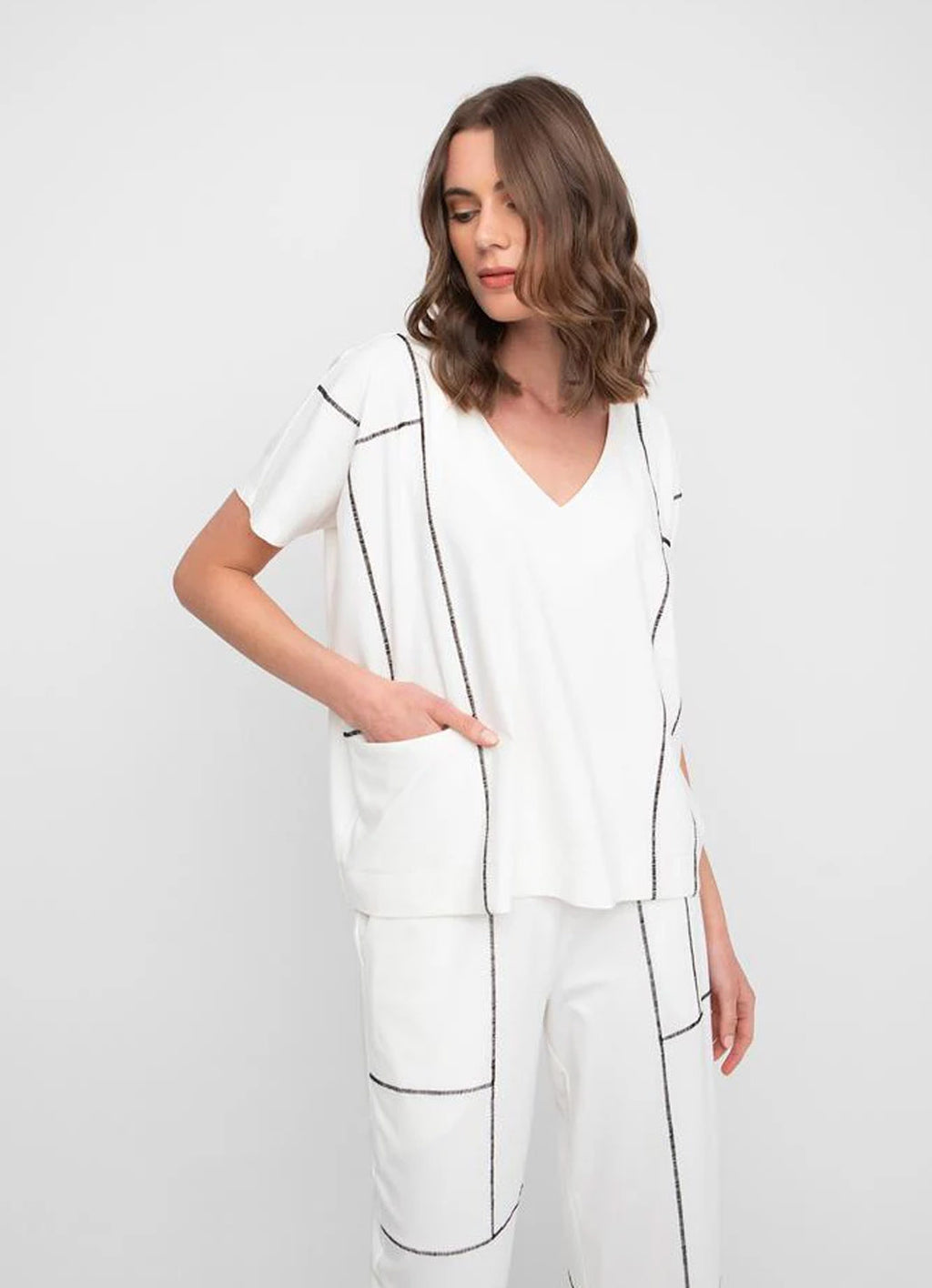 Ozai V-Neck Geometric Shirt – Details Direct