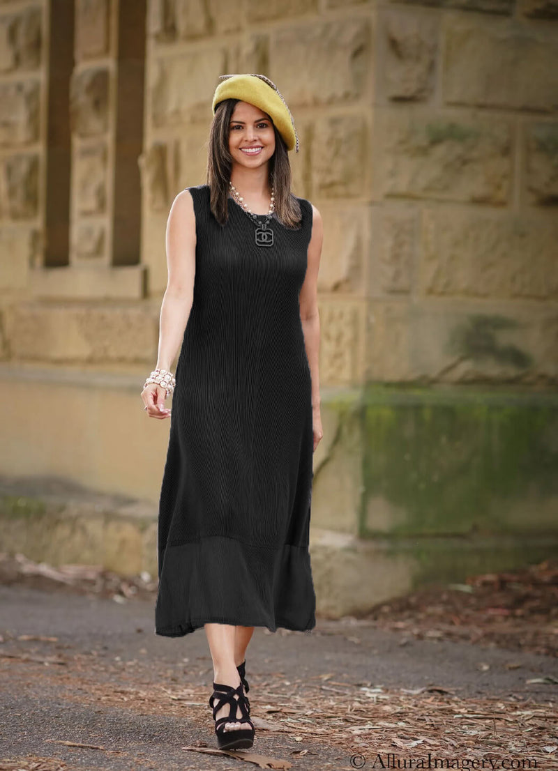 Vanite Sleeveless Dress Sheer Bottom