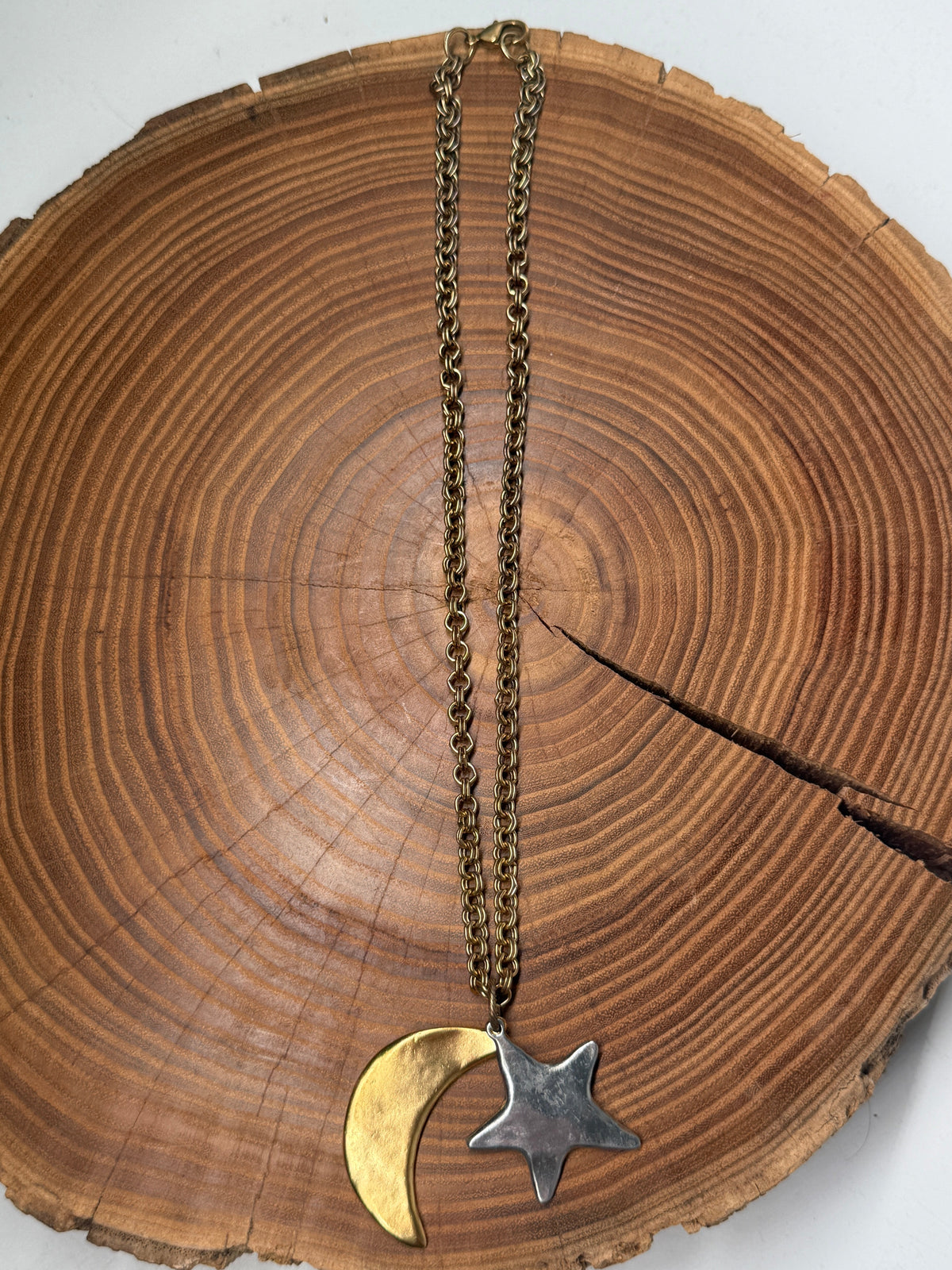 Belle Via Jewelry Large Star + Moon Necklace