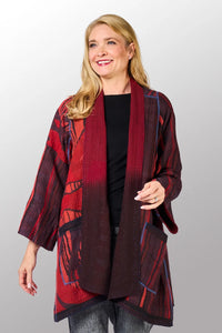 Mieko Mintz Overdyed Stripe & Bends Kantha A-Line Jacket