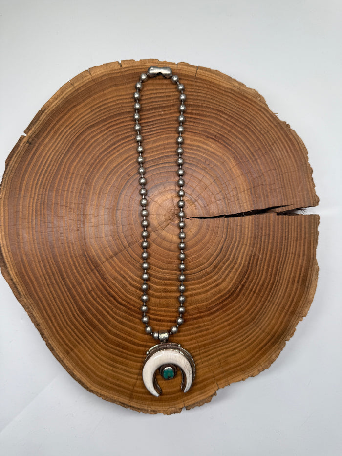 Belle Via Jewelry One-Of-A-Kind Wild Buffalo + Turquoise Horn Necklace