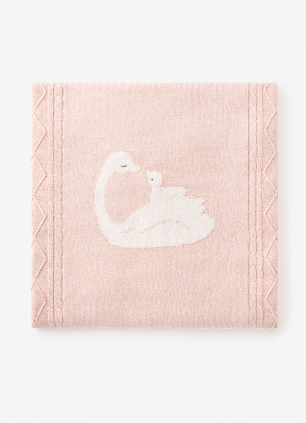 Elegant Baby Swan Intarsia Blanket