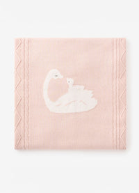 Elegant Baby Swan Intarsia Blanket