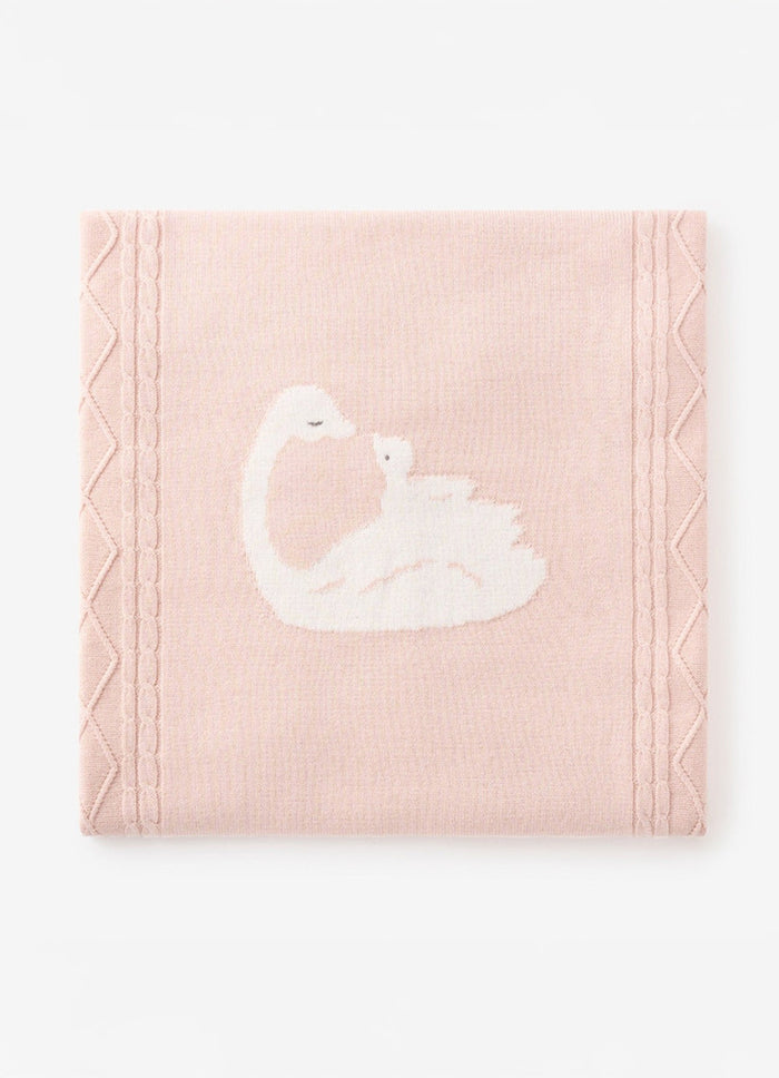 Elegant Baby Swan Intarsia Blanket