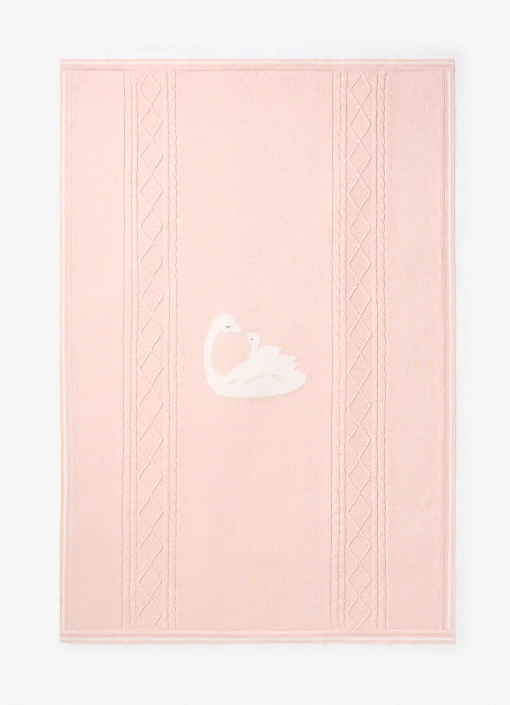 Elegant Baby Swan Intarsia Blanket