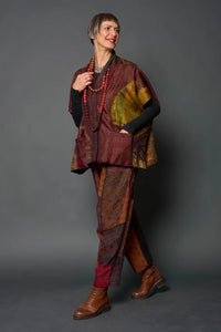 Mieko Mintz Jacquard Patch Tie Dye Circle Shibori Kantha Poncho