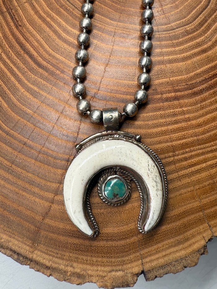Belle Via Jewelry One-Of-A-Kind Wild Buffalo + Turquoise Horn Necklace