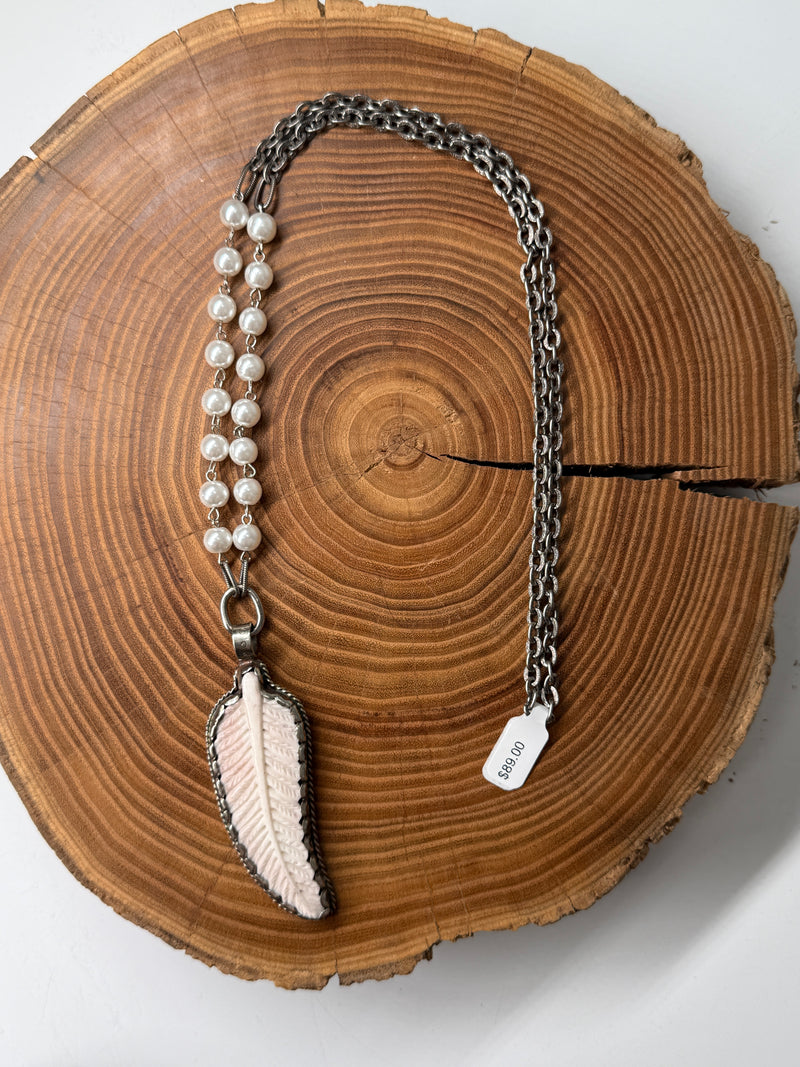 Belle Via Jewelry One-Of-A-Kind Exclusive Wild Buffalo Feather Necklace