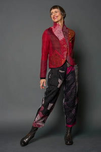 Mieko Mintz Jacquard Silk Kantha Cropped Basic Jacket