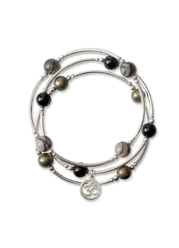 Made As Intended Onyx Blessing Bracelet with Sterling OM Charm