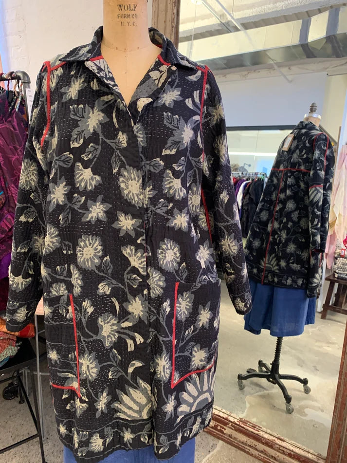 Mieko Mintz Patch Kantha A-Line Duster