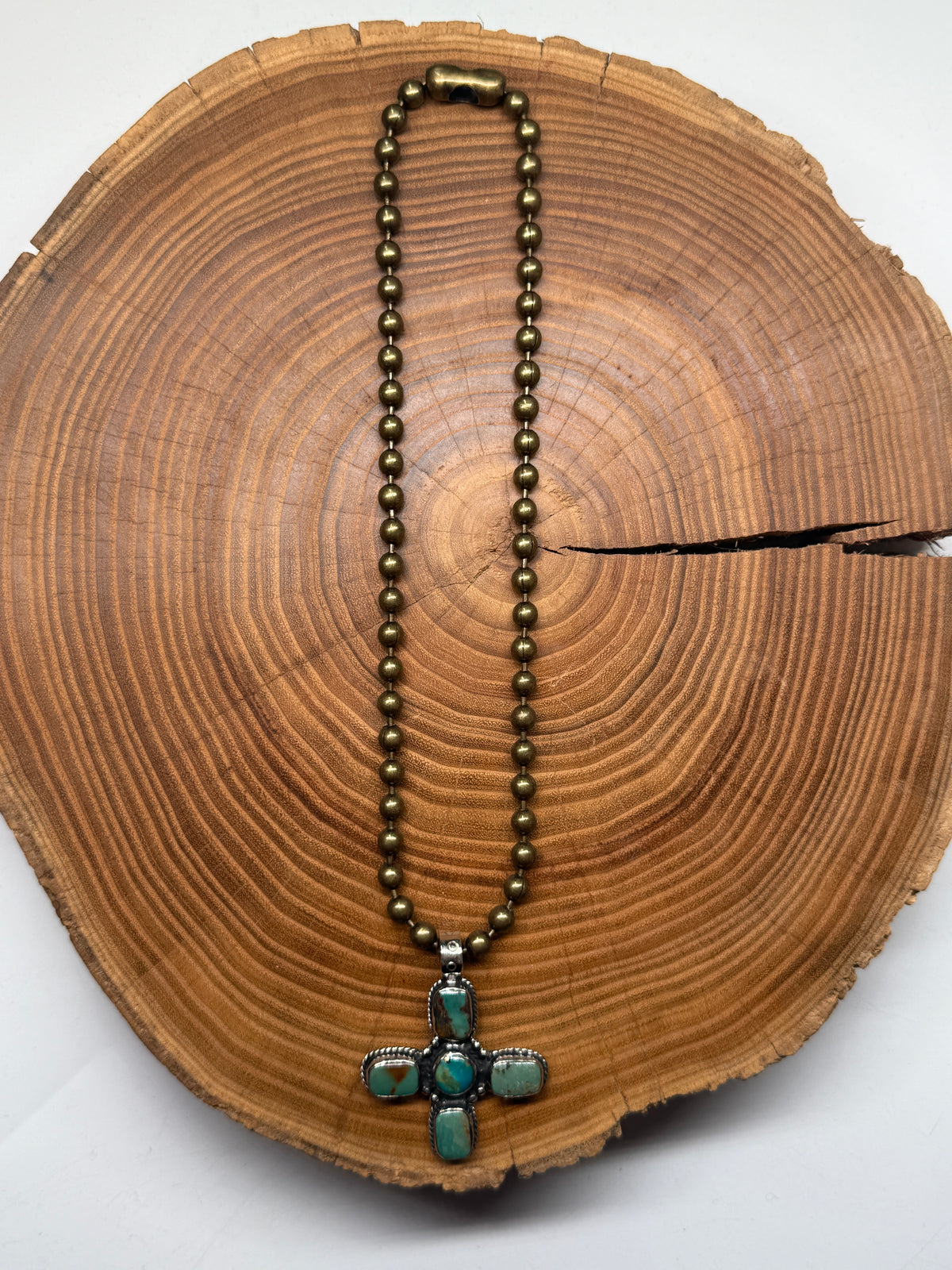 Belle Via Jewelry One-Of-A-Kind Turquoise Stone Cross Necklace