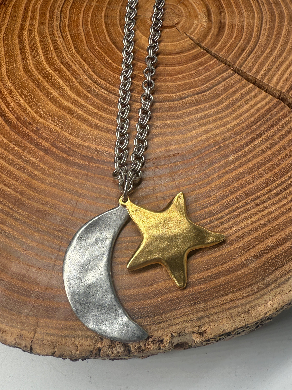 Belle Via Jewelry Large Star + Moon Necklace