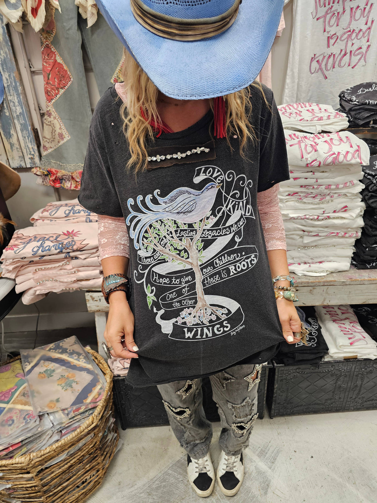A Rare Bird Shop - Roots and Wings Distressed Shirt