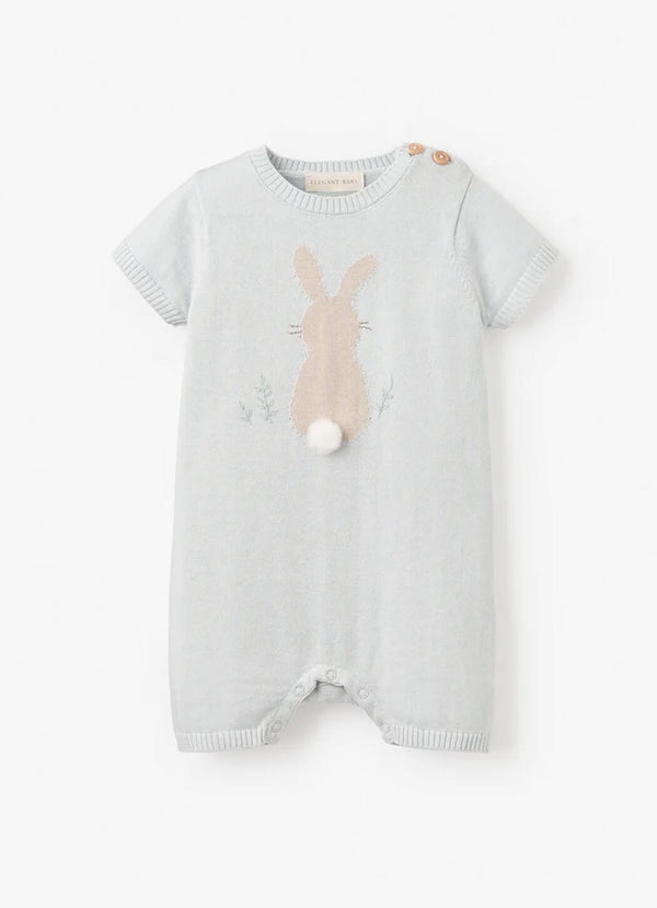Elegant Baby Boys Bunny Knit Shortall Romper