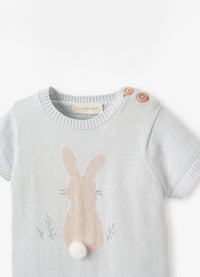 Elegant Baby Boys Bunny Knit Shortall Romper