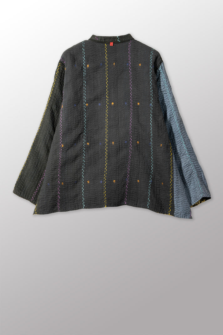 Mieko Mintz Jewel Woven w/ Vertical Patch Kantha Kaftan Jacket Short