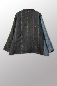 Mieko Mintz Jewel Woven w/ Vertical Patch Kantha Kaftan Jacket Short