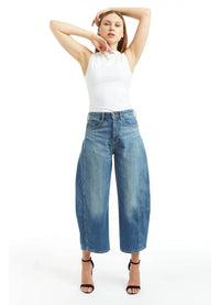 Tractr High Rise Barrel Crop Jean