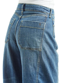 Tractr High Rise Barrel Crop Jean