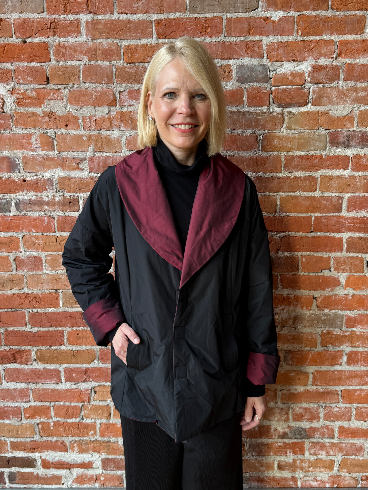 Olivia Two-Toned Taffeta Metropolitan Coat