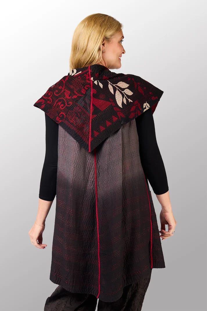 Mieko Mintz Printed Patch With Ombre Backing Kantha Circular Vest