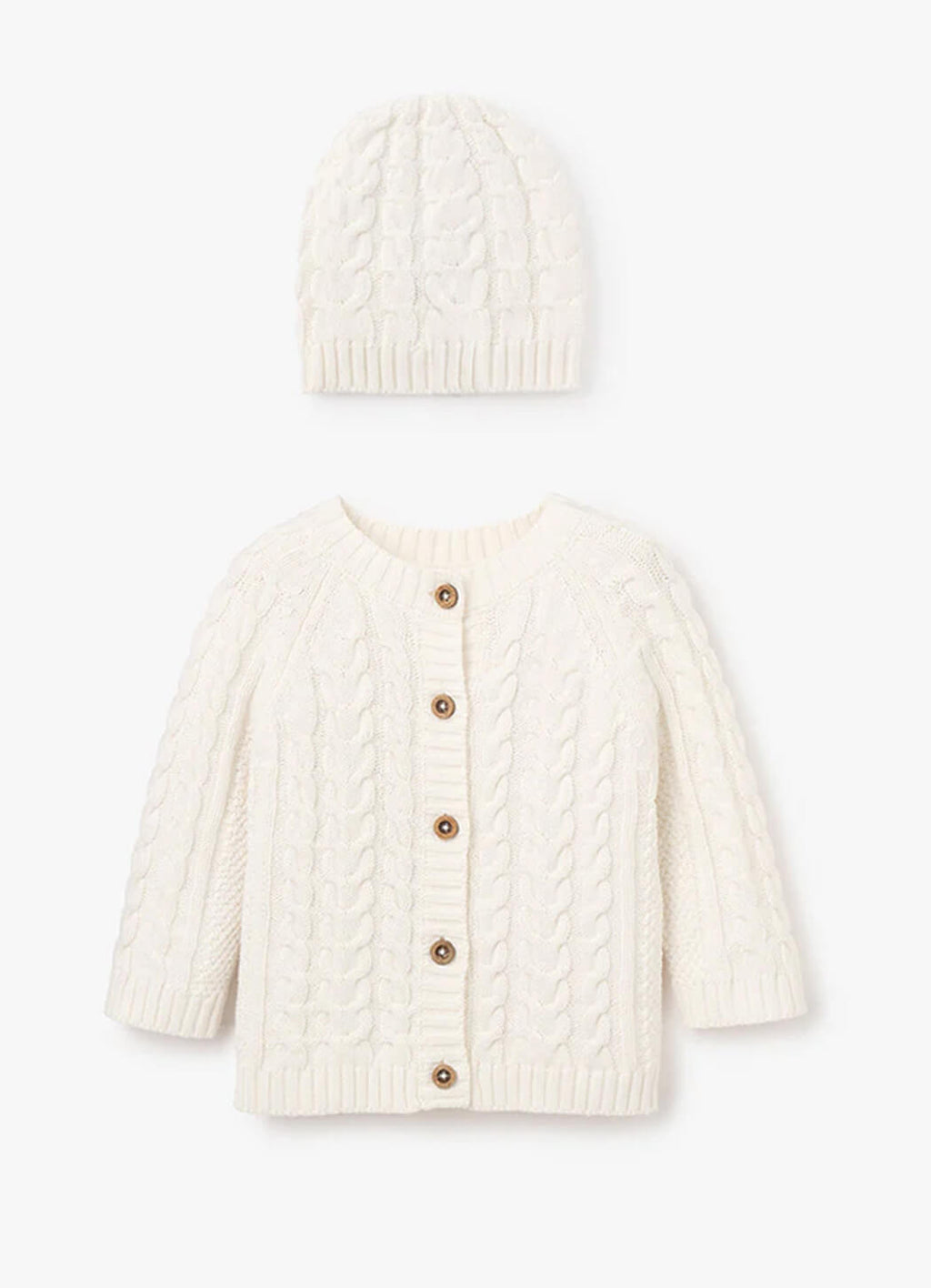 Elegant Baby Whisper White Horseshoe Cable Knit Cardigan & Hat Baby Bo – Details
