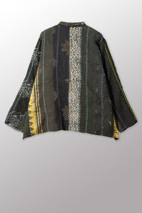 Mieko Mintz Jewel Woven w/ Vertical Patch Kantha Kaftan Jacket Short