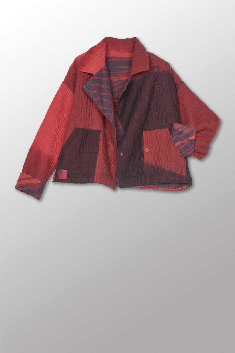 Mieko Mintz Magma & Ombre Kantha Lapeled Short Jacket