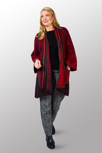 Mieko Mintz Overdyed Stripe & Bends Kantha A-Line Jacket