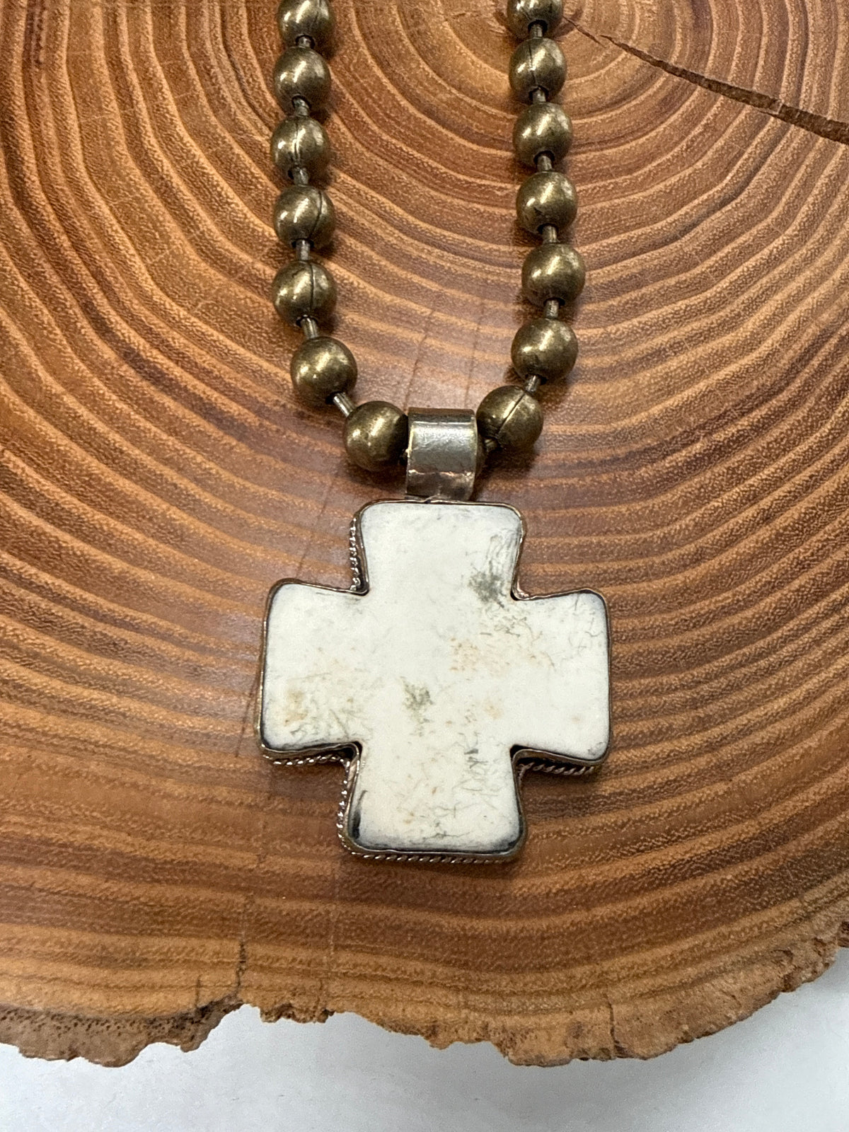 Belle Via Jewelry One-Of-A-Kind Signature Howlite Cross Necklace