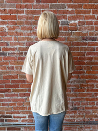 I Love Linen Abstract Mona Lisa Oversized Patchwork Tee