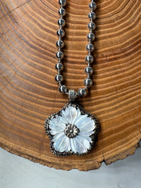 Belle Via Jewelry One-Of-A-Kind Medium Abalone  Flower Necklace