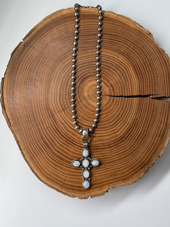 Belle Via Jewelry One-Of-A-Kind Exclusive Mother of Pearl Cross Necklace