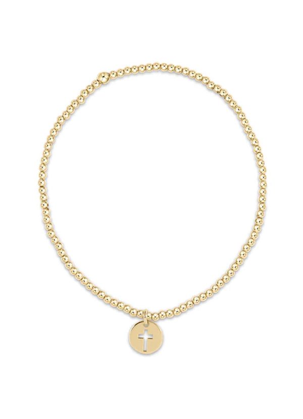 Enewton Classic Gold 2mm Bead Bracelet - Blessed Small Gold Cross Disc