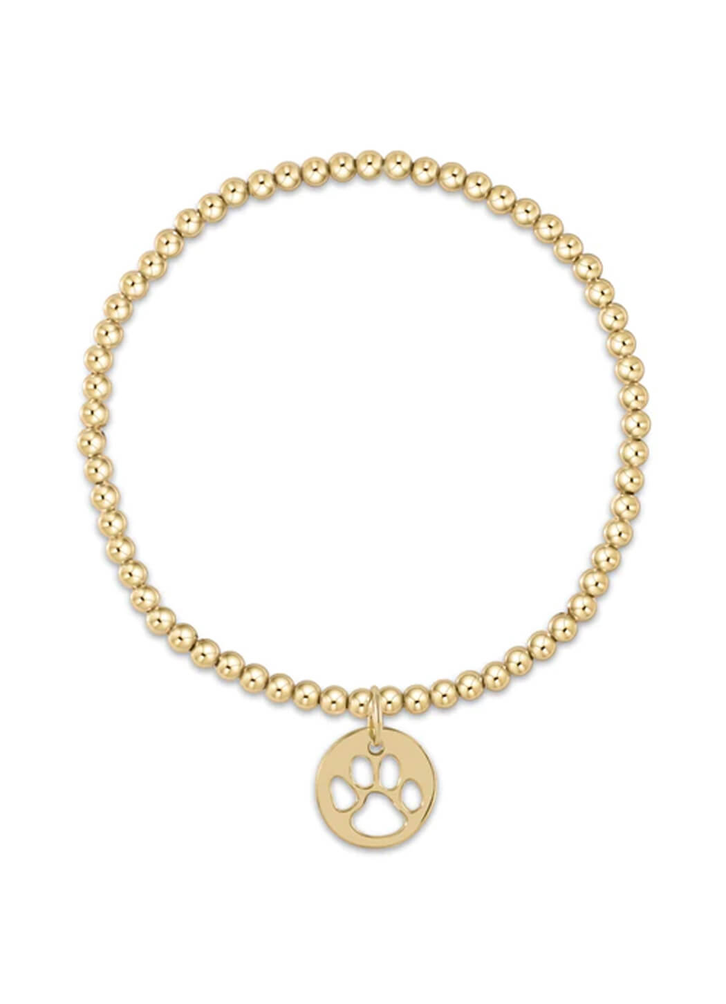 Enewtion Classic Gold 3mm Bead Bracelet - Paw Print Gold Disc