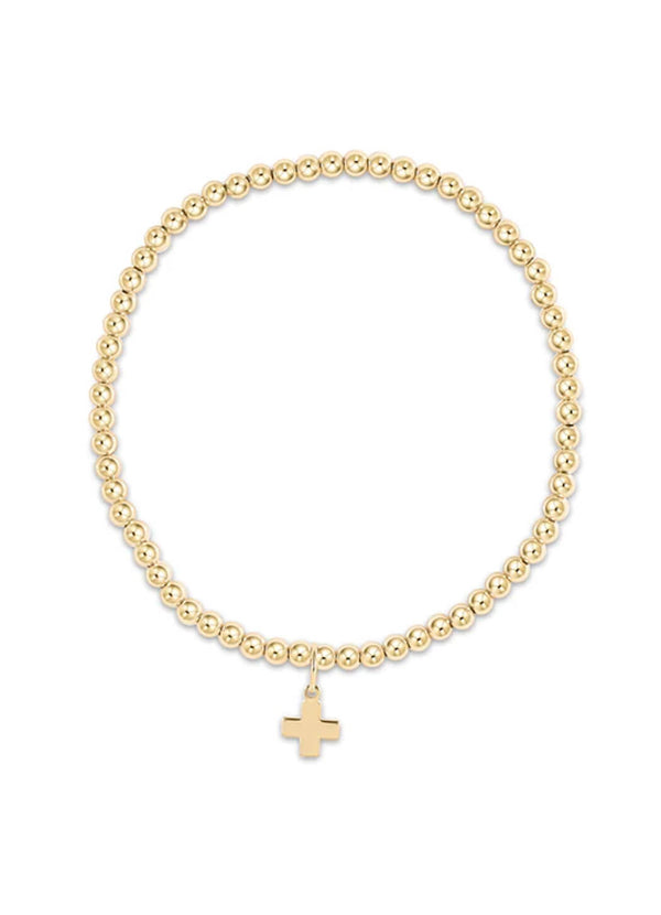 Enewton Extends - Classic Gold 3mm Bead Bracelet - Signature Cross Gold Charm