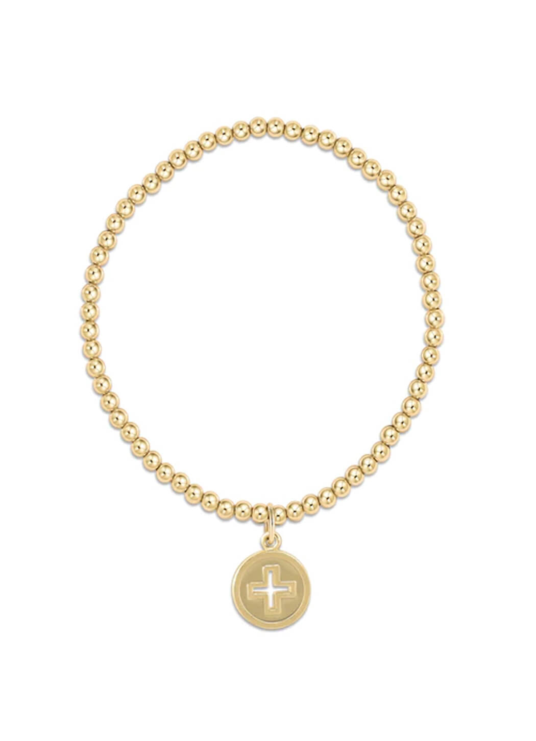 Enewton Classic Gold 3mm Bead Bracelet - Signature Cross Gold Disc