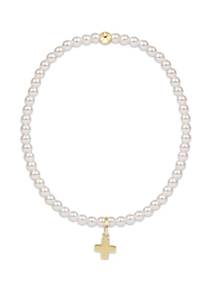 Enewton Extends - Classic Pearl 3mm Bead Bracelet - Signature Cross Charm