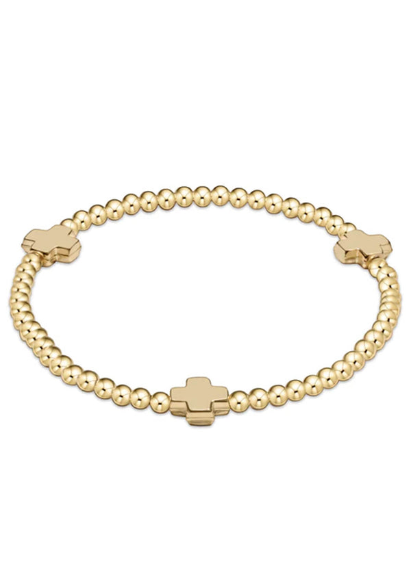 Enewton Extends - Signature Cross Gold Pattern 3mm Bead Bracelet - Gold