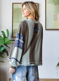 Oli & Hali Star Patched With Star Studs Top
