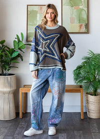 Oli & Hali Star Patched With Star Studs Top